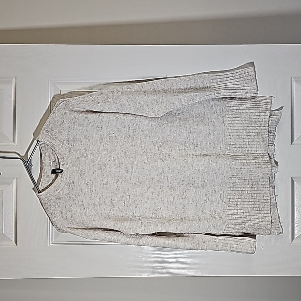 H&M Divided Oversized Tunic Sweater Wool Alpaca Acrylic Cream Size XS